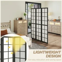 HOMCOM 3 Panel Room Divider, 5.6 ft Folding Wall Divider Room Partition for Home Office, Bedroom, Black(m-6)