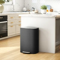 HOMCOM Fingerprint-proof Kitchen Trash Can, 13.2 Gallon Garbage Can with Soft-close Lid and Foot Pedal, Black(m-8)