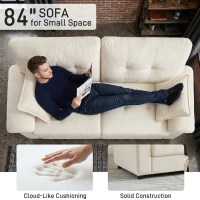 Modular Cloud Sofa with Soft Chenille Fabric, Cozy 2-Seater Couch for Apartments, Bedrooms, and Small Offices, 84"L x 35.5"W x 34.5"H, Beige(m-3)