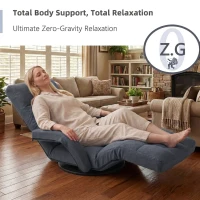 Swivel Gaming Chair with Adjustable Footrest, Ideal Floor Lounger for Living Room, Bedroom, or Gaming Setup, 20.5"L x 39.5"W x 26"H, Gray(m-7)