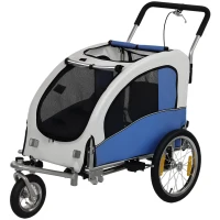 Aosom 2 in 1 Dog Bike Trailer, Foldable Pet Stroller, Dog Bicycle Trailer with Suspension, for Medium Dogs, Light Gray(m-1)