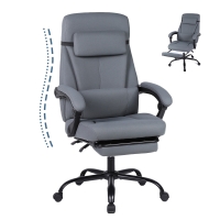 Solid Office Chair with Retractable Footrest and Ergonomic Support, Cozy Executive Seat for Home, Office, or Gaming, 28.5"L x 29"W x 50.5"H, Grey