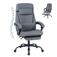 Solid Office Chair with Retractable Footrest and Ergonomic Support, Cozy Executive Seat for Home, Office, or Gaming, 28.5"L x 29"W x 50.5"H, Grey(m-2)
