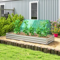 Outsunny 95" x 36" x 12" Galvanized Raised Garden Bed, Easy DIY and Cleaning for Growing Flowers, Herbs, Succulents, Silver(m-2)