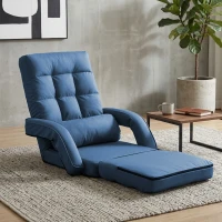 Cozy Floor Chair with 14 Adjustable Positions, Foldable Lazy Lounger for Home Offices and Gaming Rooms, 26.5"L x 22"W x 27"H, Blue(m-1)