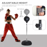 Soozier Boxing Bag with Stand, Freestanding Punching Bag with 49.6"-56.7" Adjustable Height, Fillable Base, Pump, Gloves, Black(m-4)