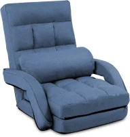 Cozy Floor Chair with 14 Adjustable Positions, Foldable Lazy Lounger for Home Offices and Gaming Rooms, 26.5"L x 22"W x 27"H, Blue(m-2)