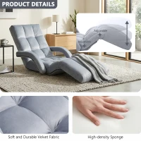 Folding Floor Chair with 14 Precision Adjustment Levels, Practical Floor Lounger for Reading, Gaming, or Relaxing, 20.5"L x 39.5"W x 25.5"H, Gray(m-5)