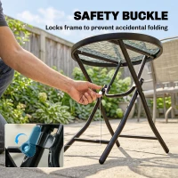 Outsunny Φ18" Round Patio Table, Folding Coffee Table with Tempered Glass Tabletop for Patio, Balcony, Backyard(m-5)