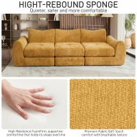 Cozy Compressed Sofa with Customizable Modular Layouts, Flexible Bed Couch for Both Compact and Spacious Spaces, 101.5"L x 36.5"W x 28.5"H, Yellow(m-6)