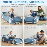 Qaba Climbing Toys for Toddlers, Foam Climbing Block Convert to Ball Pit or Toddler Bed for Gross Motor, 18-72 Months, Blue(m-5)