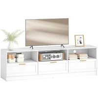 HOMCOM TV Stand with Storage, Modern Entertainment Center with 3 Cabinets and 3 Open Shelves, for TVs up to 85", White(m-9)