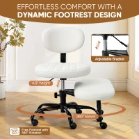 Ergonomic Cross-Legged Meditation Chair with Lumbar Support, Swivel Executive Office Desk Stool for Home Offices, 27" L x 35" W x 36.5" H, White(m-3)