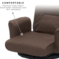 Swivel Floor Chair with 14-Angle Adjustable Backrest, Versatile Floor Lounger for Gaming, Meditation, and TV Watching, 18"L x 18.5"W x 30.5"H, Brown(m-4)
