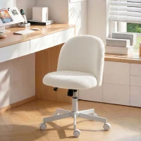 HOMCOM Office Chair, Swivel Tilt Desk Chair, Vanity Chair with Adjustable Height, Wheels for Home Office, Study, Cream White(m-8)