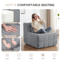 Cozy Modular Accent Chair with High-Resilience Sponge, Easy-Clean Couch with Detachable Cover and Anti-Slip Bottom, 63"L x 36"W x 29"H, Gray(m-5)