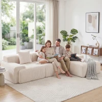 Modern Modular Compressed Sofa with Movable Ottoman, Memory-Foam Corner Couch for Apartments and Bedrooms, 118"L x 39.5"W x 29.5"H, Beige(m-10)