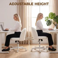 HOMCOM Office Chair, Swivel Tilt Desk Chair, Vanity Chair with Adjustable Height, Wheels for Home Office, Study, Cream White(m-6)