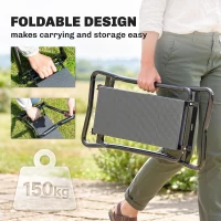 Outsunny 2-In-1 Garden Kneeler and Seat, Heavy Duty Foldable Garden Stool with Soft EVA Pad and Tool Pouch, Gray(m-5)