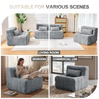 Cozy Modular Accent Chair with High-Resilience Sponge, Easy-Clean Couch with Detachable Cover and Anti-Slip Bottom, 63"L x 36"W x 29"H, Gray(m-4)