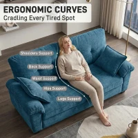 Modular Cloud Sofa with Soft Chenille Fabric, Cozy 2-Seater Couch for Apartments, Bedrooms, and Small Offices, 84"L x 35.5"W x 34.5"H, Blue(m-5)