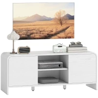 HOMCOM TV Stand for up to 55 Inch TV, Nordic Entertainment Center with 2 Cabinets and 2 Open Shelves for Living Room, White(m-9)