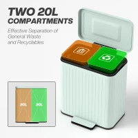 HOMCOM Trash Can, 2 x 5.3 Gallon (2 x 20 L) Garbage Can with Soft-Close Lid, Removable Inner Buckets for Kitchen Home Office(m-4)