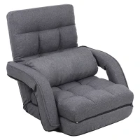 Cozy Floor Chair with 14 Adjustable Positions, Foldable Lazy Lounger for Home Offices and Gaming Rooms, 26.5"L x 22"W x 27"H, Gray(m-2)
