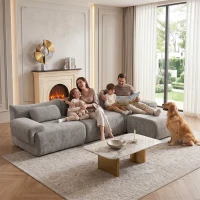 L-Shaped Compressed Sofa with High-Density Chenille Fabric and Supportive Backrests, Stylish Couch with Boneless Construction, 126"L x 68.5"W x 32"H, Gray(m-8)