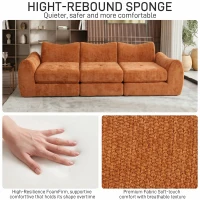 Cozy Compressed Sofa with Customizable Modular Layouts, Flexible Bed Couch for Both Compact and Spacious Spaces, 101.5"L x 36.5"W x 28.5"H, Orange(m-6)