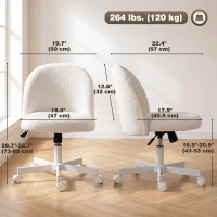 HOMCOM Office Chair, Swivel Tilt Desk Chair, Vanity Chair with Adjustable Height, Wheels for Home Office, Study, Cream White(m-3)