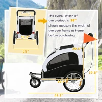 Aosom 2 in 1 Dog Bike Trailer, Foldable Pet Stroller, Dog Bicycle Trailer with Suspension, for Medium Dogs up to  44 LBS, White(m-3)