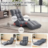 Swivel Gaming Chair with Adjustable Footrest, Ideal Floor Lounger for Living Room, Bedroom, or Gaming Setup, 20.5"L x 39.5"W x 26"H, Gray(m-3)