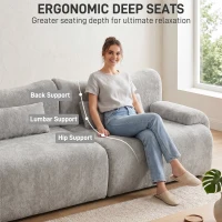 L-Shaped Compressed Sofa with High-Density Chenille Fabric and Supportive Backrests, Stylish Couch with Boneless Construction, 126"L x 68.5"W x 32"H, Gray(m-5)