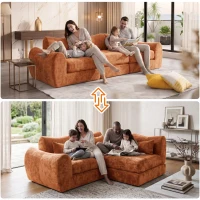 Cozy Compressed Sofa with Customizable Modular Layouts, Flexible Bed Couch for Both Compact and Spacious Spaces, 101.5"L x 36.5"W x 28.5"H, Orange(m-4)