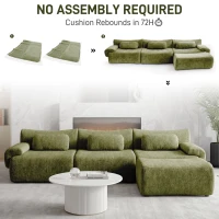 L-Shaped Compressed Sofa with High-Density Chenille Fabric and Supportive Backrests, Stylish Couch with Boneless Construction, 126"L x 68.5"W x 32"H, Green(m-7)