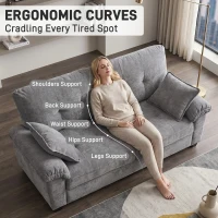 Modular Cloud Sofa with Soft Chenille Fabric, Cozy 2-Seater Couch for Apartments, Bedrooms, and Small Offices, 84"L x 35.5"W x 34.5"H, Light Gray(m-5)