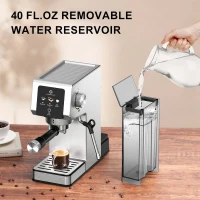 Compact 20-Bar Espresso Machine with Milk Frother, Professional Coffee Maker for Home Kitchens, 11.5" L x 5.5" W x 12" H, Black+Silver(m-6)