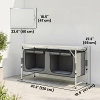 Outsunny Outdoor Aluminum Folding Picnic Table Height Adjustable with Storage Organizer BBQ Camping(m-3)
