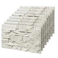 HOMCOM 8-Pack 3D Faux Stone Wall Panels, Lightweight Polyurethane Panels for Interior and Exterior Accent Walls, Light Gray(m-1)