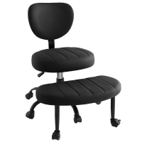 Ergonomic Cross-Legged Meditation Chair with Lumbar Support, Swivel Executive Office Desk Stool for Home Offices, 27" L x 35" W x 36.5" H, White