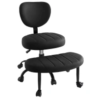 Ergonomic Cross-Legged Meditation Chair with Lumbar Support, Swivel Executive Office Desk Stool for Home Offices, 27" L x 35" W x 36.5" H, White(m-1)