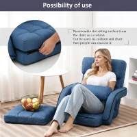 Cozy Floor Chair with 14 Adjustable Positions, Foldable Lazy Lounger for Home Offices and Gaming Rooms, 26.5"L x 22"W x 27"H, Blue(m-7)