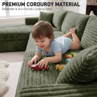 Cozy L-Shaped Compressed Sofa with 1400 lbs Weight Capacity and Cloud-Like Memory Foam, Spacious Couch for Big Families, 108"L x 68"W x 33"H, Green(m-3)