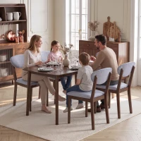 HOMCOM 5-Piece Dining Table Set for 4, Mid-Century Modern Kitchen Table and Chairs, Light Gray(m-9)