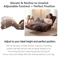 Swivel Gaming Chair with Adjustable Footrest, Ideal Floor Lounger for Living Room, Bedroom, or Gaming Setup, 20.5"L x 39.5"W x 26"H, Brown(m-6)