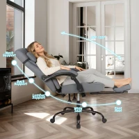Solid Office Chair with Retractable Footrest and Ergonomic Support, Cozy Executive Seat for Home, Office, or Gaming, 28.5"L x 29"W x 50.5"H, Grey(m-8)