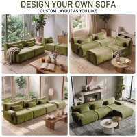 L-Shaped Compressed Sofa with High-Density Chenille Fabric and Supportive Backrests, Stylish Couch with Boneless Construction, 126"L x 68.5"W x 32"H, Green(m-3)