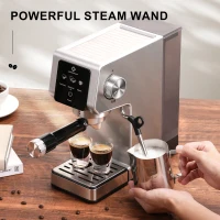 Compact 20-Bar Espresso Machine with Milk Frother, Professional Coffee Maker for Home Kitchens, 11.5" L x 5.5" W x 12" H, Black+Silver(m-3)
