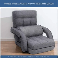 Cozy Floor Chair with 14 Adjustable Positions, Foldable Lazy Lounger for Home Offices and Gaming Rooms, 26.5"L x 22"W x 27"H, Gray(m-4)